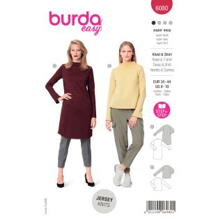 Schnittmuster - burda easy - Kleid - Shirt mit angeschnittenem Kragen - 6080