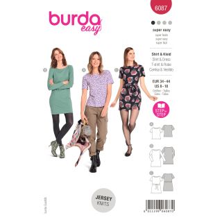Schnittmuster - burda easy - Shirt - Kleid kürpernah mit U-Boot Ausschnitt - 6087