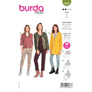 Schnittmuster - burda style - Jacke - Mantel sportiv mit Reißverschluss - 6088