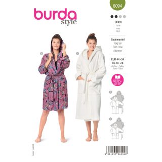 Schnittmuster - burda style - Bademantel mit Kapuze und aufgesetzten Taschen - 6094
