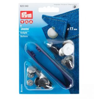 Prym - 8 Jeansknöpfe - 17 mm - silber