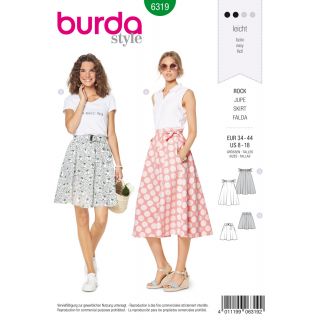 Schnittmuster - burda style - Glockiger Rock  –  eingereiht, mit Nahttaschen - 6319