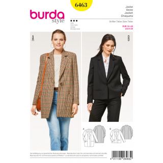 Schnittmuster - burda style - Weite Jacke – Blazer – lang gezogenes Revers - 6463
