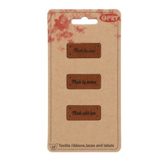 Applikation - Label - Lederimitat - Set - 3x Made by - braun 