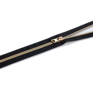 Spiralreißverschluss - S80 - Meterware - mit Zipper - schwarz/gold