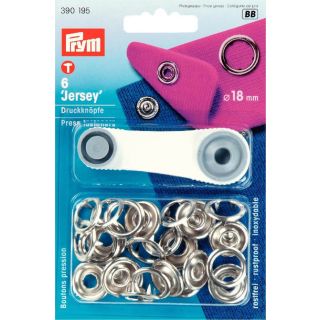 Prym - 6 Druckknöpfe - Jersey - 18 mm - silberfarbig