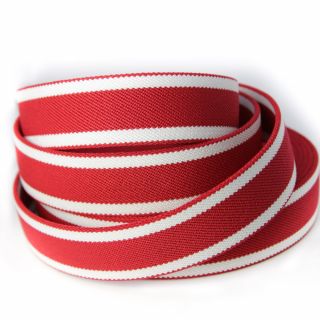 Gürtelgummi - 40 mm - rot-weiss