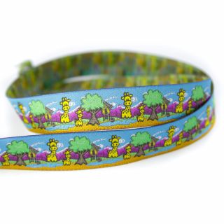 Webband - Jacquardborte - Giraffe - 20 mm - blau