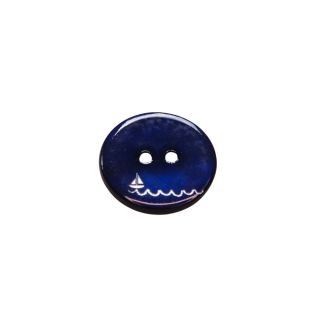 2-Loch-Knopf - Segelboot - 20 mm - Blau