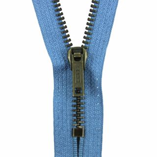 Reißverschluss Opti - M60-antik-gold - 18cm - Werraschieber - nicht teilbar - himmelblau