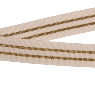 Ripsband - Streifen - 20 mm - weiss-gold