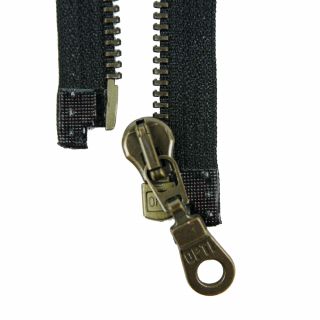Reißverschluss Opti - M60-antik-gold - 30cm - Moselschieber - teilbar - schwarz