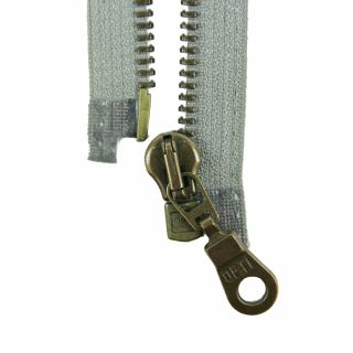 Reißverschluss Opti - M60-antik-gold - 80cm - Moselschieber - teilbar - grau