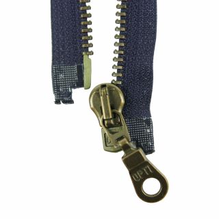 Reißverschluss Opti - M60-antik-gold - 30cm - Moselschieber - teilbar - navy