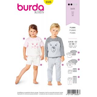 Schnittmuster - burda kids - Pyjama – Shirt – Gummizughose – Shorts - 9326