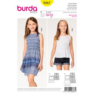 Schnittmuster - burda kids - Shirt – Flügelärmel Rock – Gummizug – Saumrüsche - 9364