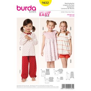 Schnittmuster - burda kids - Nachthemd &amp; Schlafanzug - 9432