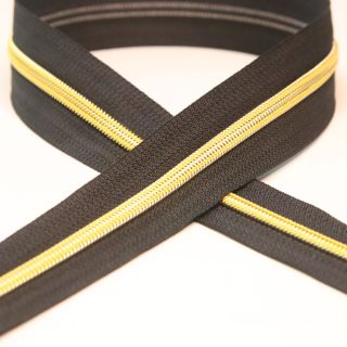 AY - Spiral - Reißverschluss - Metallic - 5 mm - Meterware - schwarz/gold
