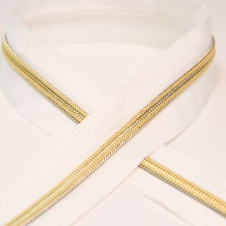 AY - Spiral - Reißverschluss - Metallic - 5 mm - Meterware - weiß/gold