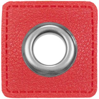 Ösenpatches für Kordeln - Lederimitat - rot