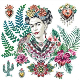 Jacquard Panel - Frida Kahlo - weiß