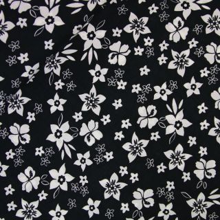 Viskose - Blumen - schwarz-weiss