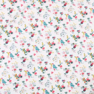 Baumwolljersey - English Flowers - weiß