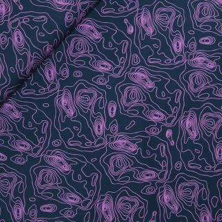 Baumwolljersey - Marmor - Design - blau - violett