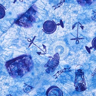 Baumwolljersey - Nautik - blau