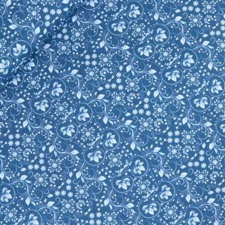 Patchwork - Baumwolle - Mitternachtsblüte - blau 