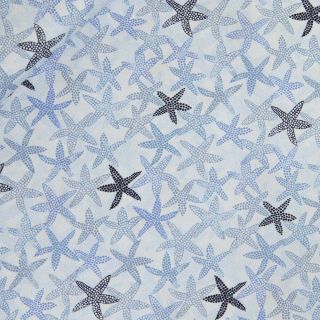 Baumwolle - Martimes Design - Seesterne - blau
