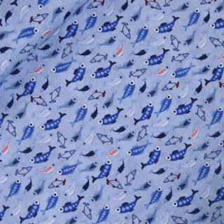 Baumwolle - kleine Fische - hellblau 