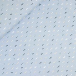 Baumwolljersey - Blätter - hellblau