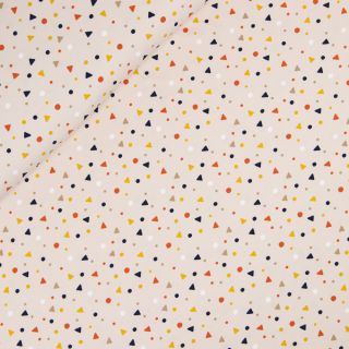 Baumwolljersey - Dreiecke und Punkte - beige
