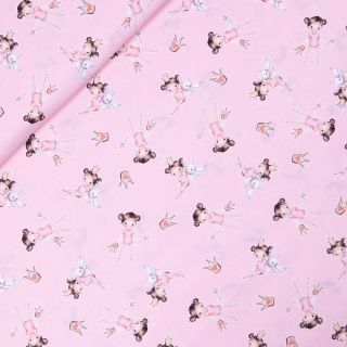 Baumwolle - Prinzessin mit Hase - rosa