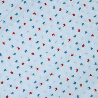 Baumwolle - bunte Sterne - hellblau