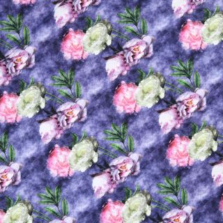 Baumwolljersey - Digitaldruck - Pastellblume - lila