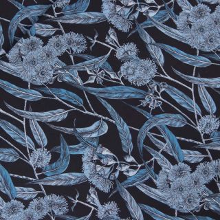 Viskose - Wintercrepe - Blumen - dunkelblau