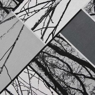 Dekostoff - abstrakte Sträucher - grau - schwarz