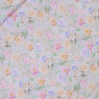 Baumwolljersey - Pastellblüten - beige