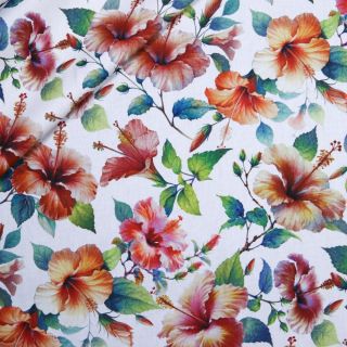 Dekostoff - Hibiskus - bunt