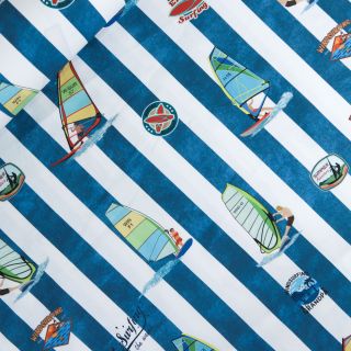Dekostoff - Windsurfing - blau - weiss