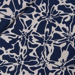 Viskosejersey - abstrakte Blüte - dunkelblau