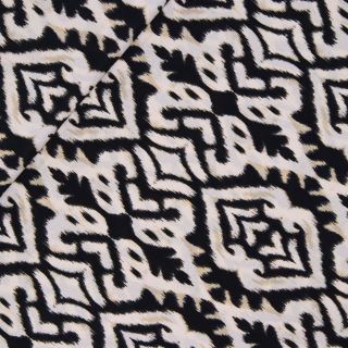 Viskose - Crepe - moderne Ornamente - schwarz - creme