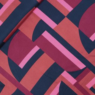Viskose - Satin - Grafik - schwarz - weinrot - rost
