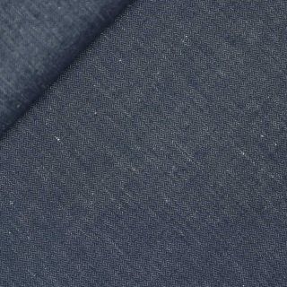 Baumwolle - Leinen - Jeans - Fischgrat - blau