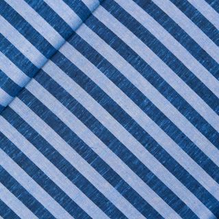 Leinen - Viskose - breiter Streifen - kobaltblau