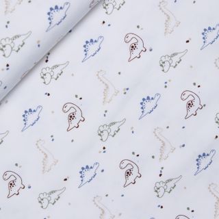 Baumwolljersey - kleine Dinos - creme