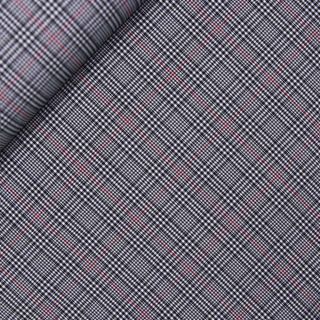Karo - Stretch - MC - Hosenstoff - schwarz - weiss - rot