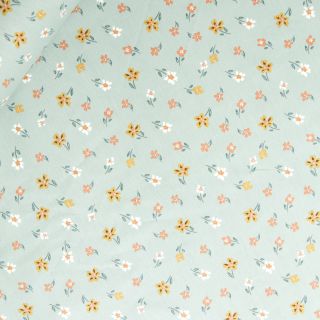 Baumwolle - beschichtet - kleine Blume - lindgrün